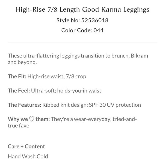 NWOT! FP FREE PEOPLE MOVEMENT Good Karma High-Rise 7/8 Length Leggings - Picture 9 of 12